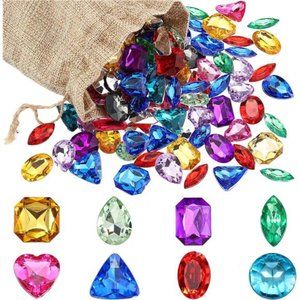 100 Pieces Toy Gems Pirate Treasure Jewels Fake Acrylic Gems Multicolor Diamonds